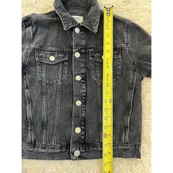 AGOLDE Women’s Black Vivian Cropped Denim Jean Jacket Size XS Distressed - Picture 5 of 11